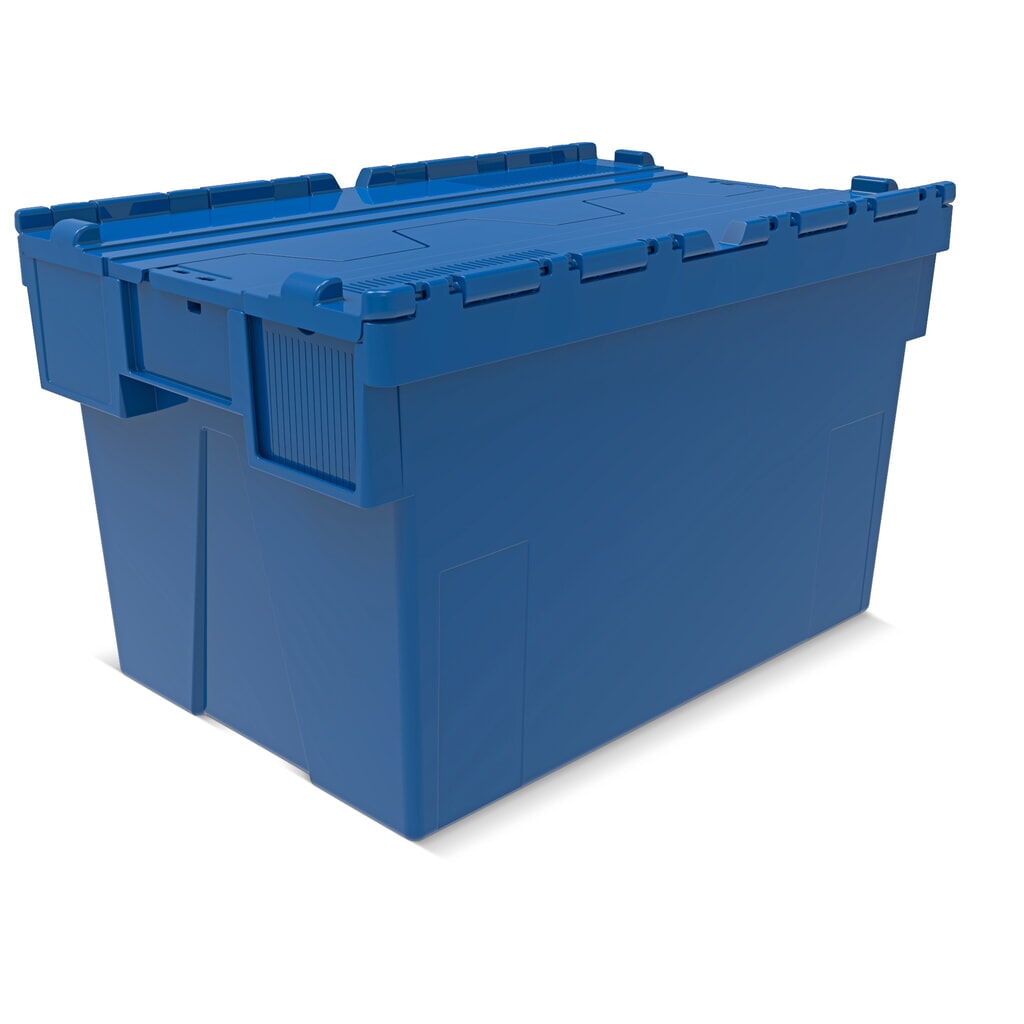 Alpha Eurobox van PP met klapdeksel, gentiaanblauw, 65 liter, hxbxd 365 x 600 x 400 mm Product afbeelding: Alpha Eurobox van PP met klapdeksel, gentiaanblauw, 65 liter, hxbxd 365 x 600 x 400 mm
