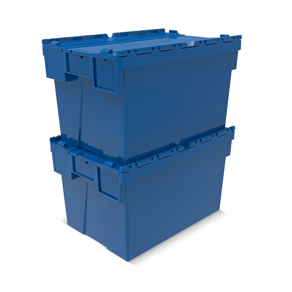 Productafbeelding nr. 6: Herbruikbare stapelbak van PP met klapdeksel, blauw, 65 liter, 1 stuks/VE