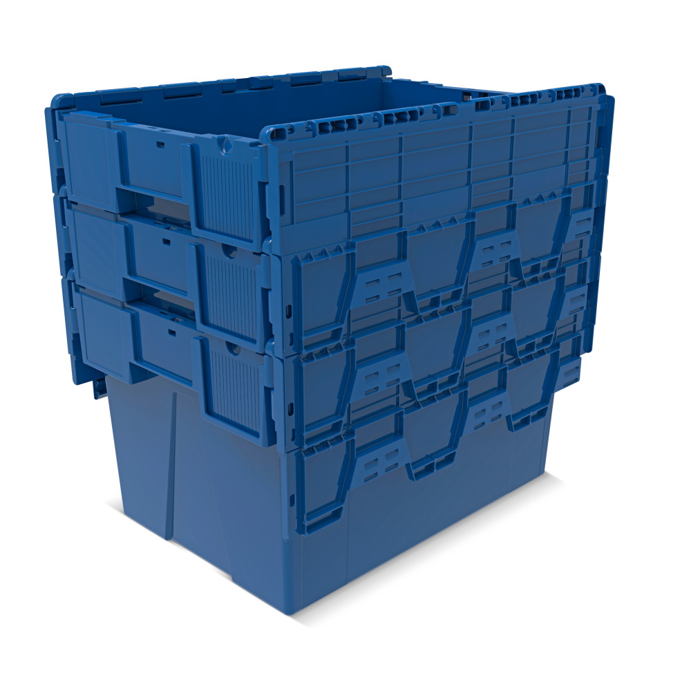 Productafbeelding nr. 7: Herbruikbare stapelbak van PP met klapdeksel, blauw, 65 liter, 1 stuks/VE