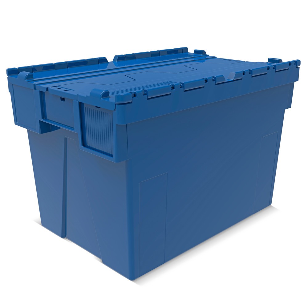 Product afbeelding: Herbruikbare stapelbak van PP met klapdeksel, blauw, 77 liter, 1 stuks/VE