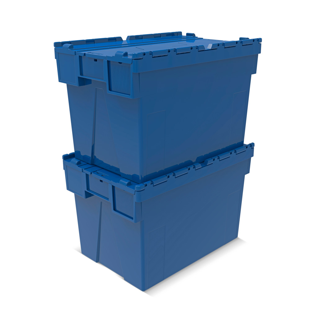 Productafbeelding nr. 6: Herbruikbare stapelbak van PP met klapdeksel, blauw, 77 liter, 1 stuks/VE