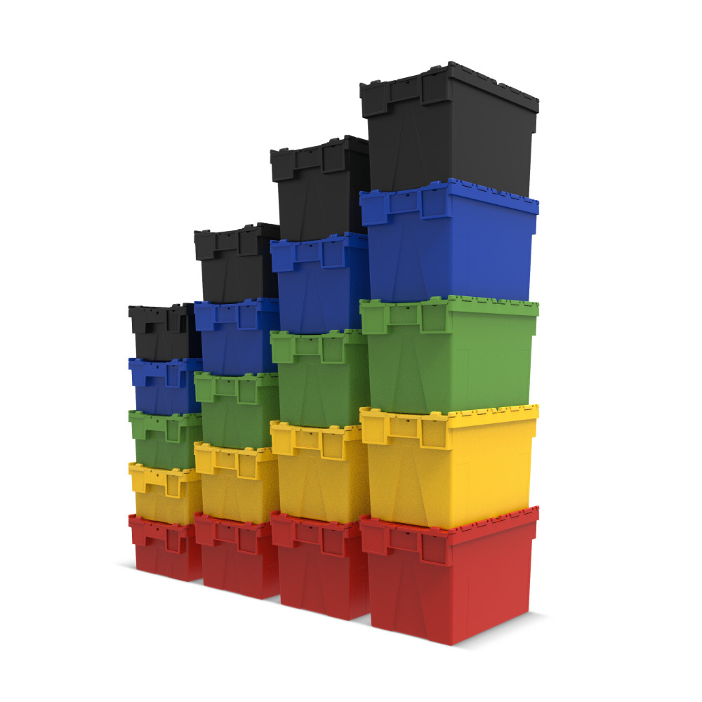 Productafbeelding nr. 5: Herbruikbare stapelbak van PP met klapdeksel, blauw, 65 liter, 1 stuks/VE