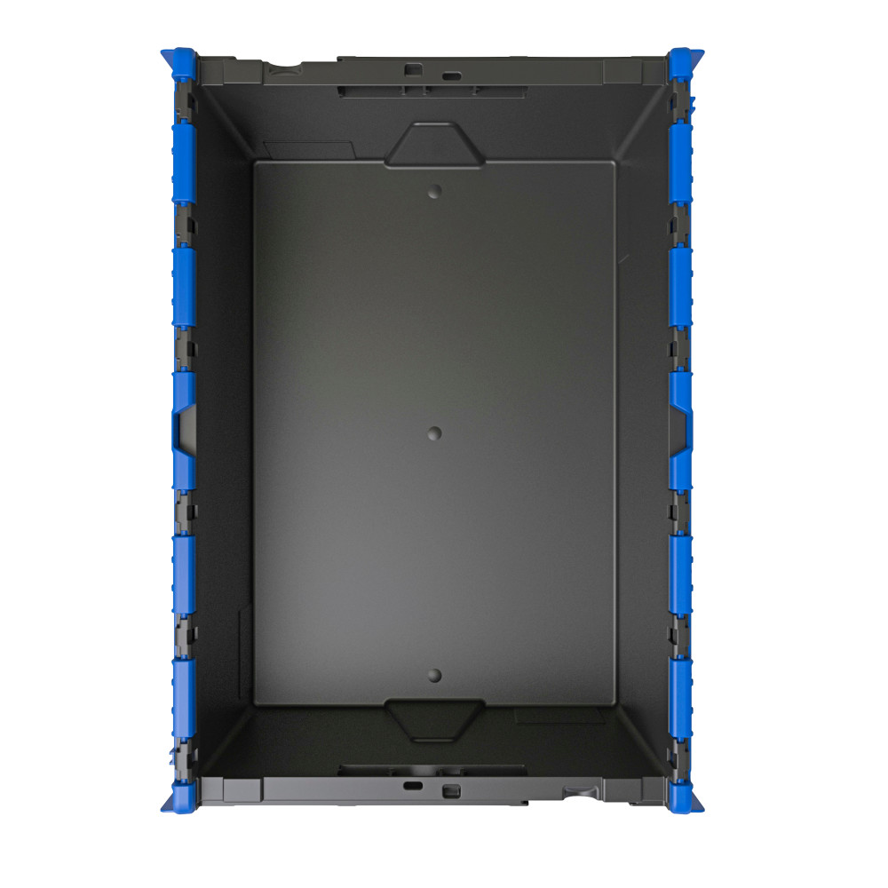 Productafbeelding nr. 3: Herbruikbare stapelbak van PP-regranulaat met klapdeksel, zwart/blauw, 56 liter, 1 stuks/VE