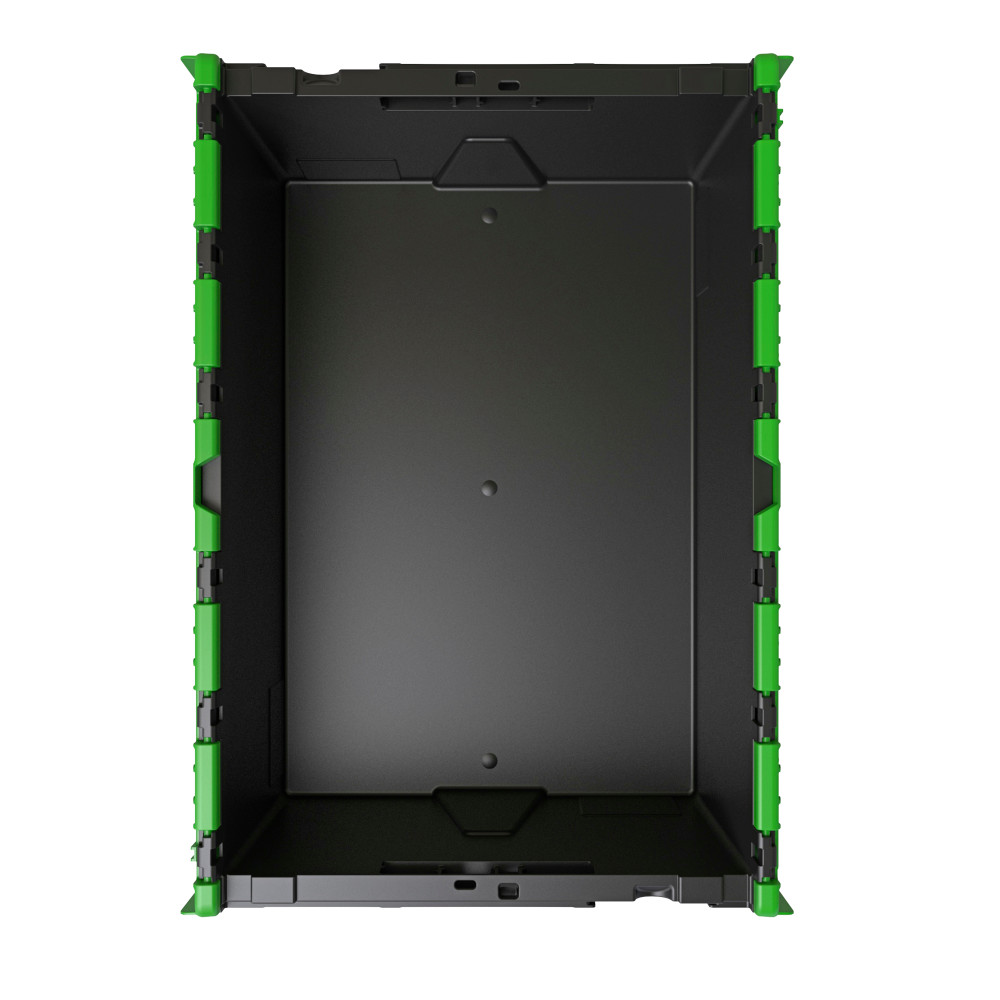 Productafbeelding nr. 2: Herbruikbare stapelbak van PP-regranulaat met klapdeksel, zwart/groen, 65 liter, 1 stuks/VE