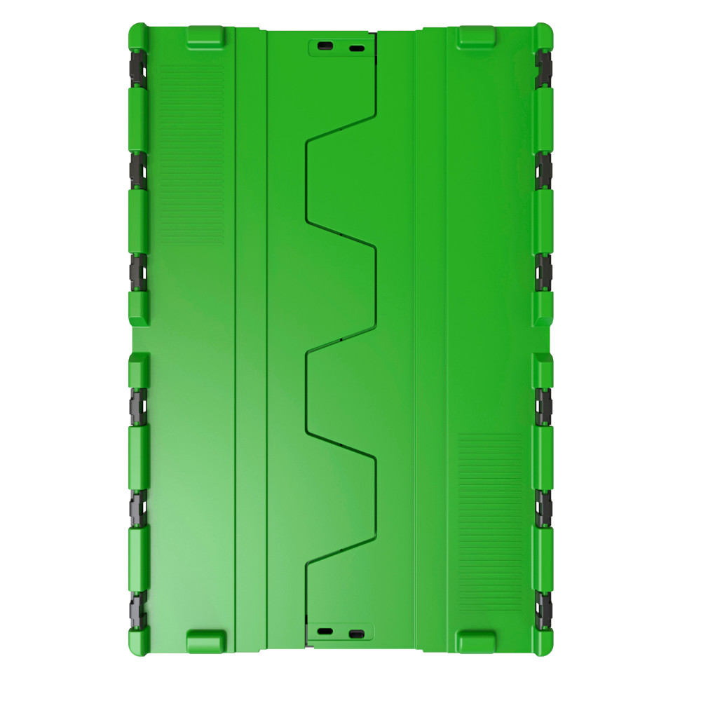 Productafbeelding nr. 3: Herbruikbare stapelbak van PP-regranulaat met klapdeksel, zwart/groen, 65 liter, 1 stuks/VE