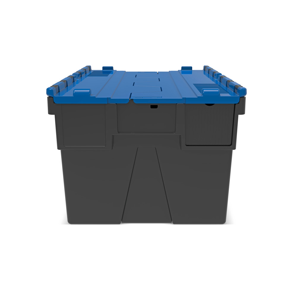 Productafbeelding nr. 5: Herbruikbare stapelbak van PP-regranulaat met klapdeksel, zwart/blauw, 56 liter, 1 stuks/VE