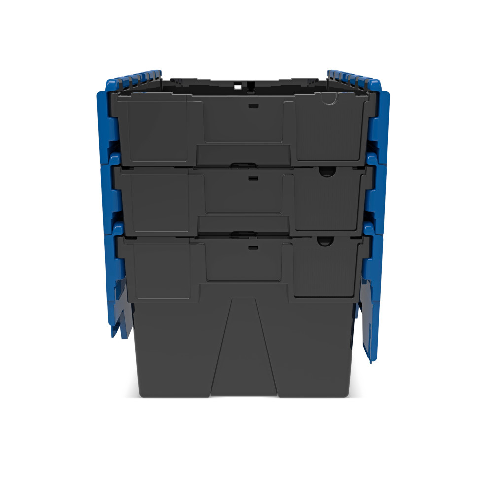 Productafbeelding nr. 9: Herbruikbare stapelbak van PP-regranulaat met klapdeksel, zwart/blauw, 56 liter, 1 stuks/VE