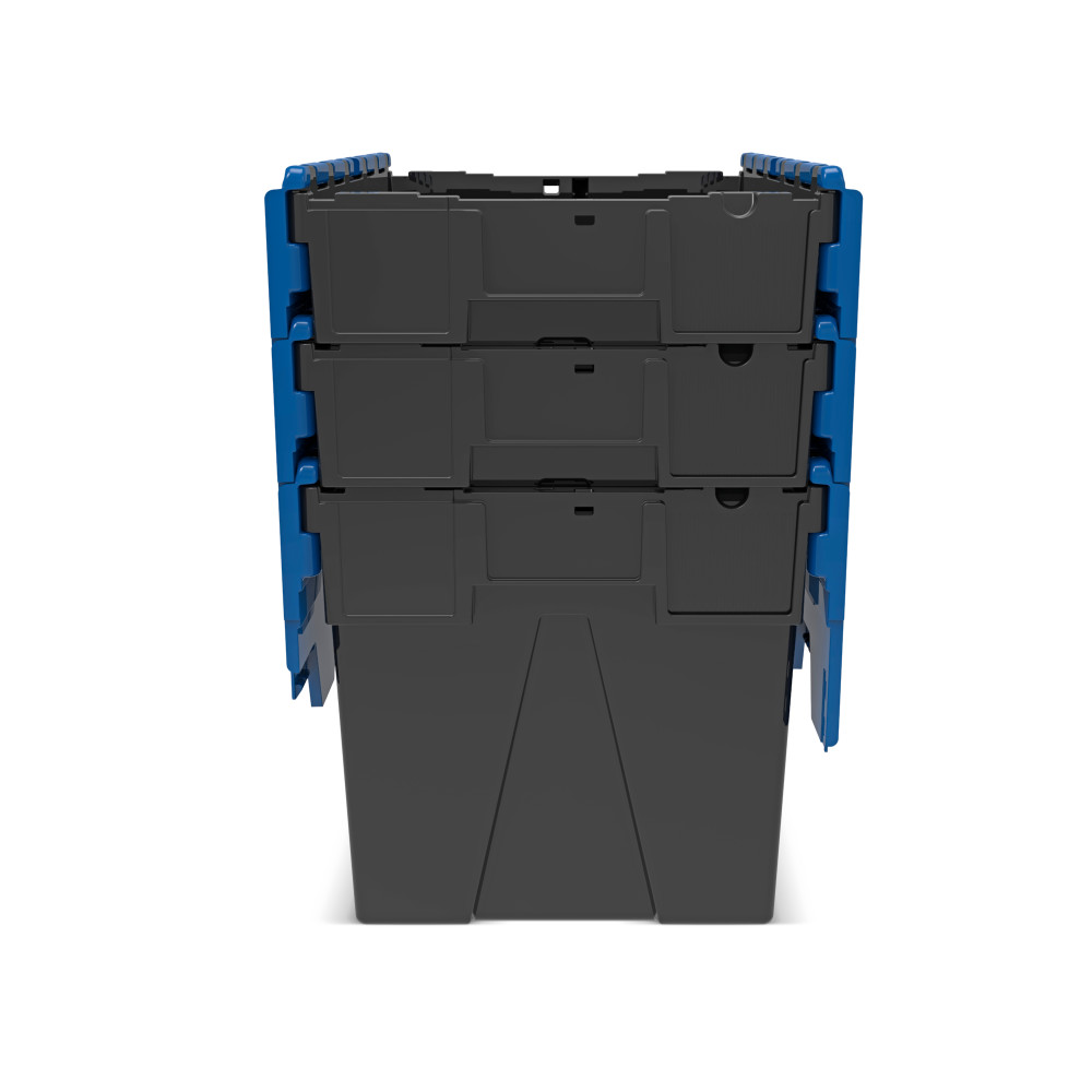 Productafbeelding nr. 9: Herbruikbare stapelbak van PP-regranulaat met klapdeksel, zwart/blauw, 77 liter, 1 stuks/VE