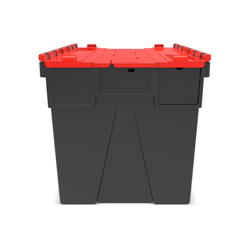 Productafbeelding nr. 5: Herbruikbare stapelbak van PP-regranulaat met klapdeksel, zwart/rood, 77 liter, 1 stuks/VE