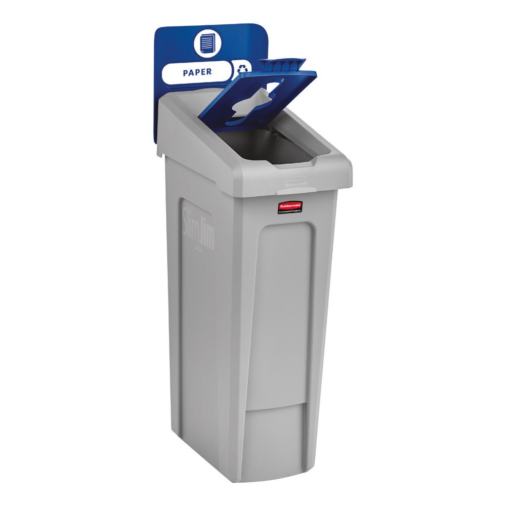 Productafbeelding nr. 2: Startset recyclingstation Rubbermaid® Slim Jim, met kringloopafvalbak 87 liter, met open deksel, met inklikbare connector