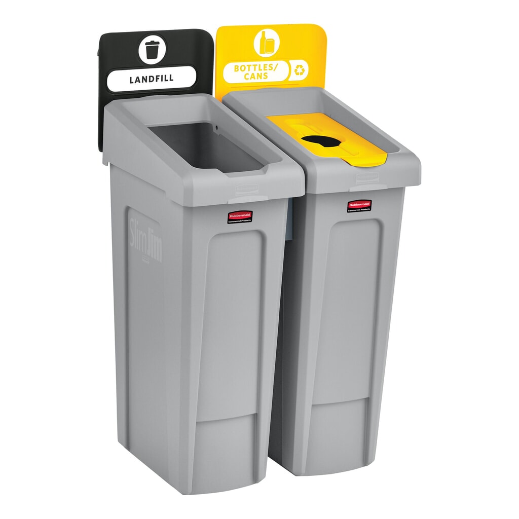 Startset recyclingstation Rubbermaid® Slim Jim, met kringloopafvalbak 87 liter, met open deksel, met inklikbare connector Productafbeelding nr. 3: Startset recyclingstation Rubbermaid® Slim Jim, met kringloopafvalbak 87 liter, met open deksel, met inklikbare connector