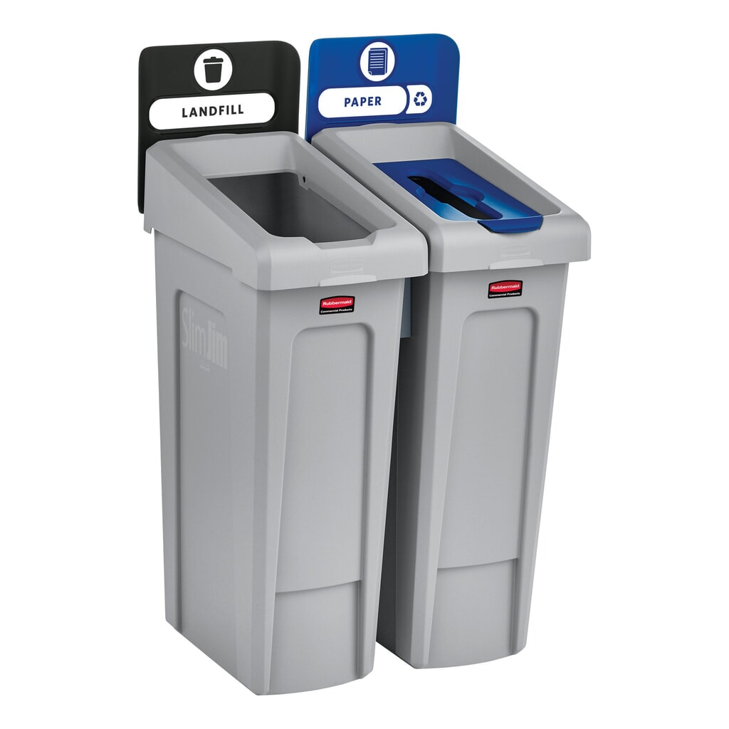 Startset recyclingstation Rubbermaid® Slim Jim, met kringloopafvalbak 87 liter, met open deksel, met inklikbare connector Productafbeelding nr. 5: Startset recyclingstation Rubbermaid® Slim Jim, met kringloopafvalbak 87 liter, met open deksel, met inklikbare connector