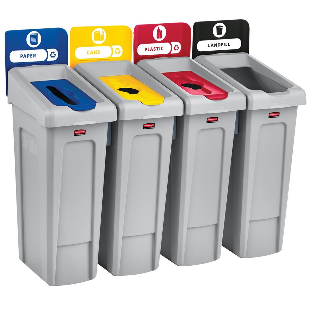 Productafbeelding nr. 8: Startset recyclingstation Rubbermaid® Slim Jim, met kringloopafvalbak 87 liter, met open deksel, met inklikbare connector