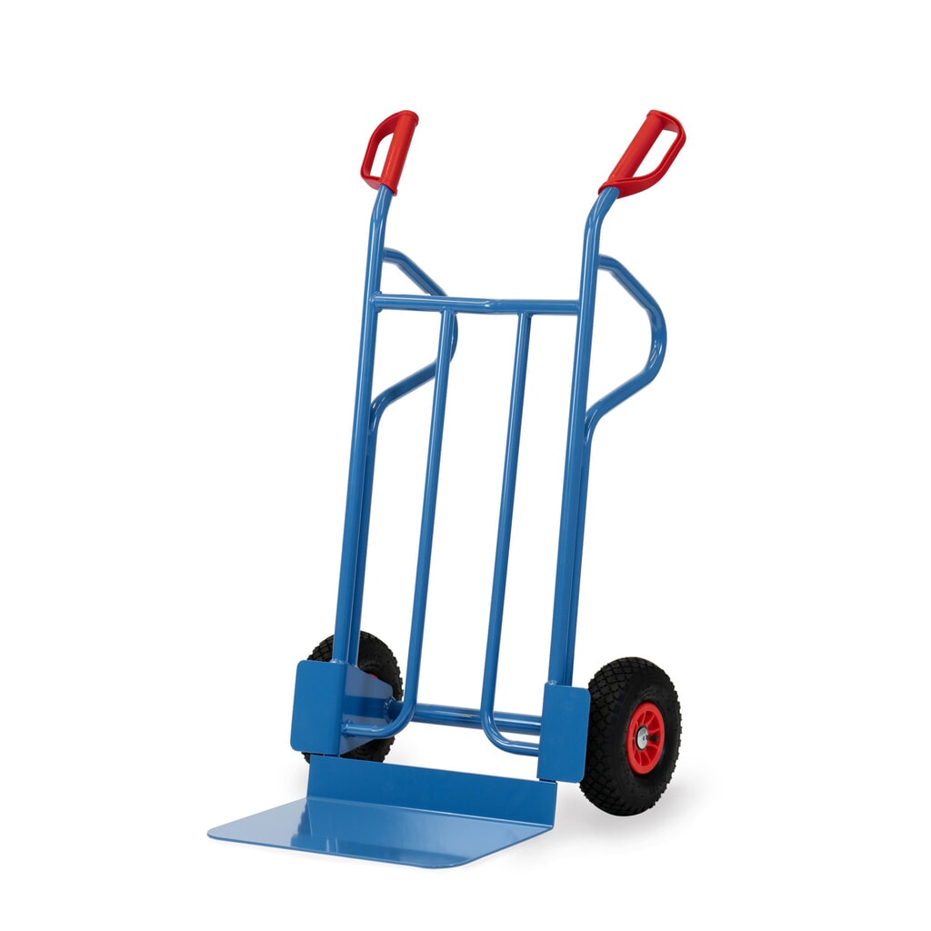 Product afbeelding: fetra® stapelkar, hoogte 1.200 mm, draagvermogen 350 kg, schep BxD 480 x 300 mm, met opbergbeugels, luchtbanden