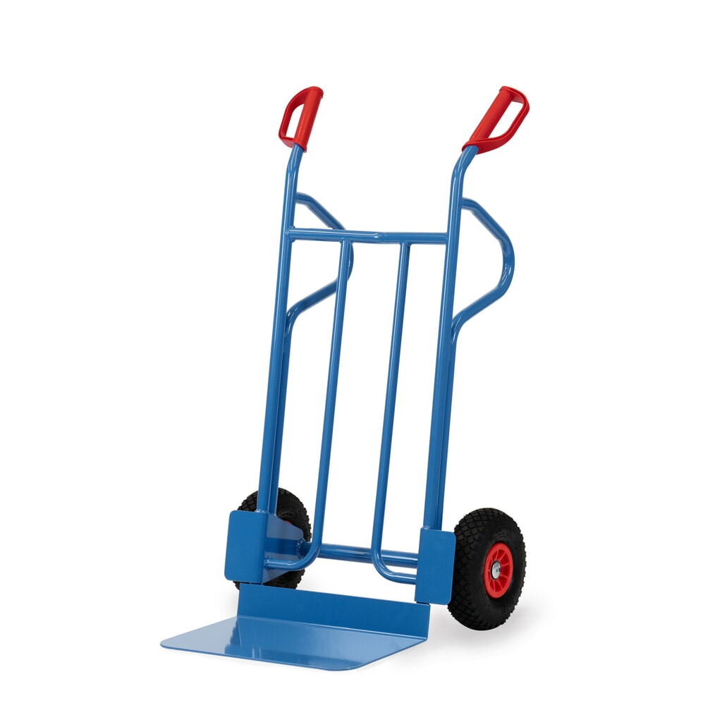 Product afbeelding: fetra® stapelkar, hoogte 1.200 mm, draagvermogen 350 kg, schep BxD 480 x 300 mm, met opbergbeugels, PU-banden