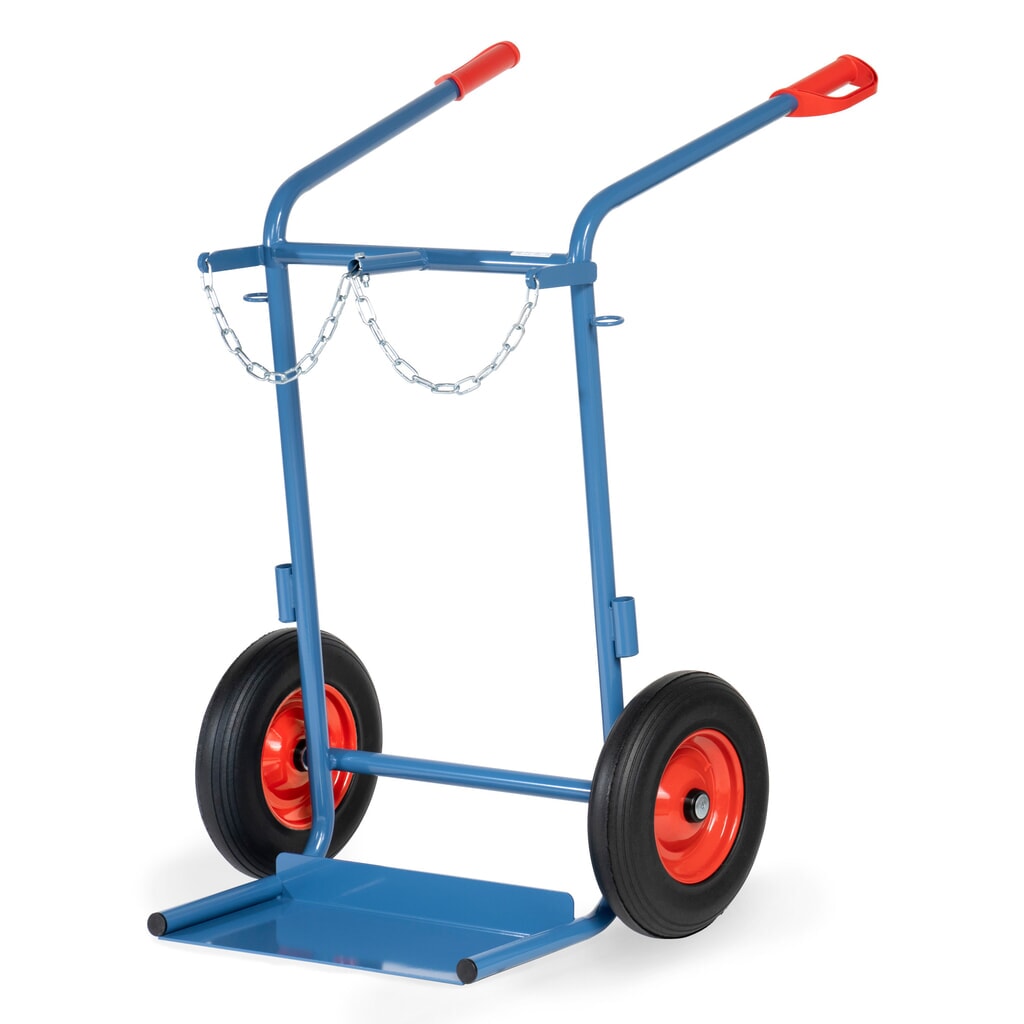 Steekwagen fetra® voor stalen flessen, voor 2 stalen flessen van 40-50 liter, volrubber banden Product afbeelding: Steekwagen fetra® voor stalen flessen, voor 2 stalen flessen van 40-50 liter, volrubber banden