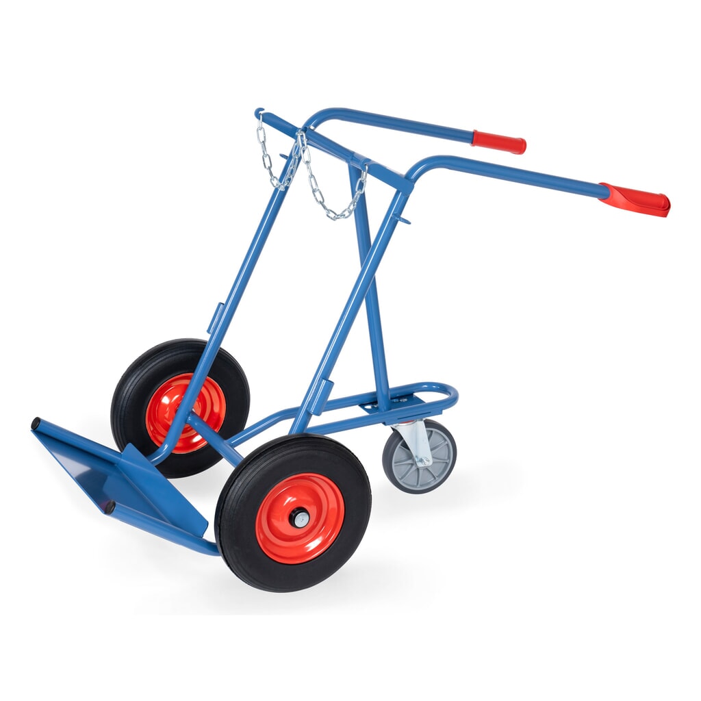 Product afbeelding: Steekwagen fetra® voor stalen flessen, voor 2 stalen flessen van 40-50 liter, volrubber banden, incl. steunwiel