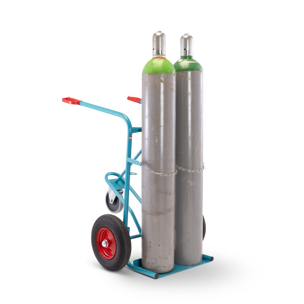 Productafbeelding nr. 5: Steekwagen voor stalen gasflessen Ameise®, voor 2 flessen van 40-50 liter, steunwiel, luchtbanden