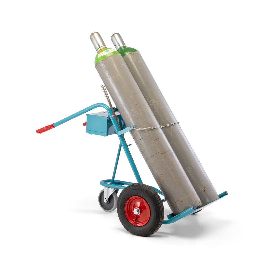 Productafbeelding nr. 8: Steekwagen voor stalen gasflessen Ameise®, voor 2 flessen van 40-50 liter, steunwiel, luchtbanden