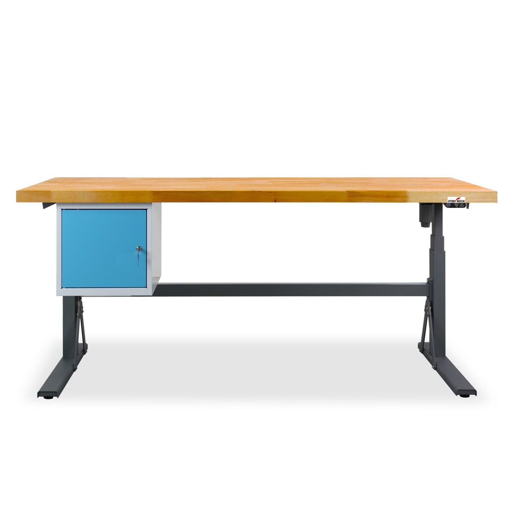 Elektrisch in hoogte verstelbare werkbank Steinbock® e-Adjust, met onderbouwkast, hxbxd 700-1.170 x 2.000 x 750 mm, draagvermogen 350 kg Product afbeelding: Elektrisch in hoogte verstelbare werkbank Steinbock® e-Adjust, met onderbouwkast, hxbxd 700-1.170 x 2.000 x 750 mm, draagvermogen 350 kg