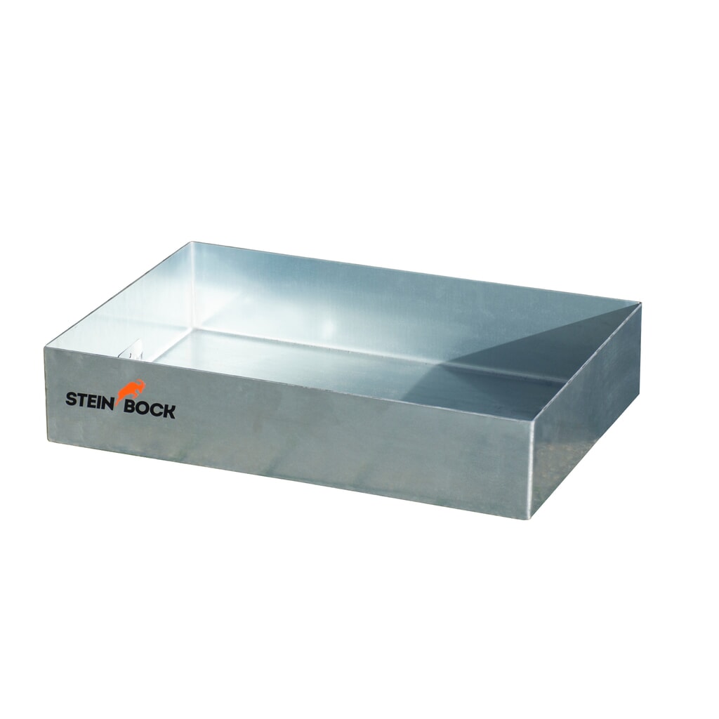 Steinbock® lekbak voor pallets en kleine verpakkingen van staal, verzinkt, hxbxd 120 x 600 x 400 mm, opvangvolume 22 liter Product afbeelding: Steinbock® lekbak voor pallets en kleine verpakkingen van staal, verzinkt, hxbxd 120 x 600 x 400 mm, opvangvolume 22 liter