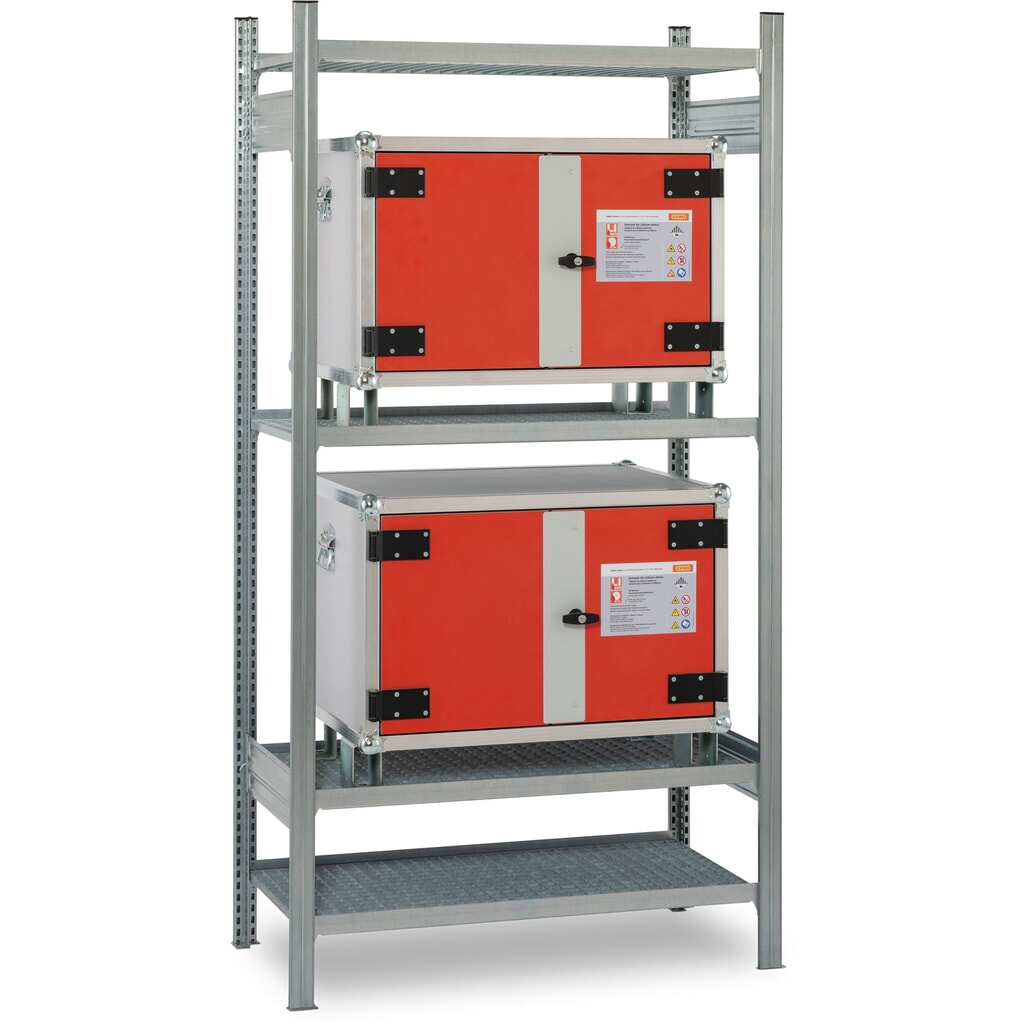Stelling voor accukast CEMO, incl. wandbevestiging, voor max. 2 stuks Productafbeelding nr. 2: Stelling voor accukast CEMO, incl. wandbevestiging, voor max. 2 stuks