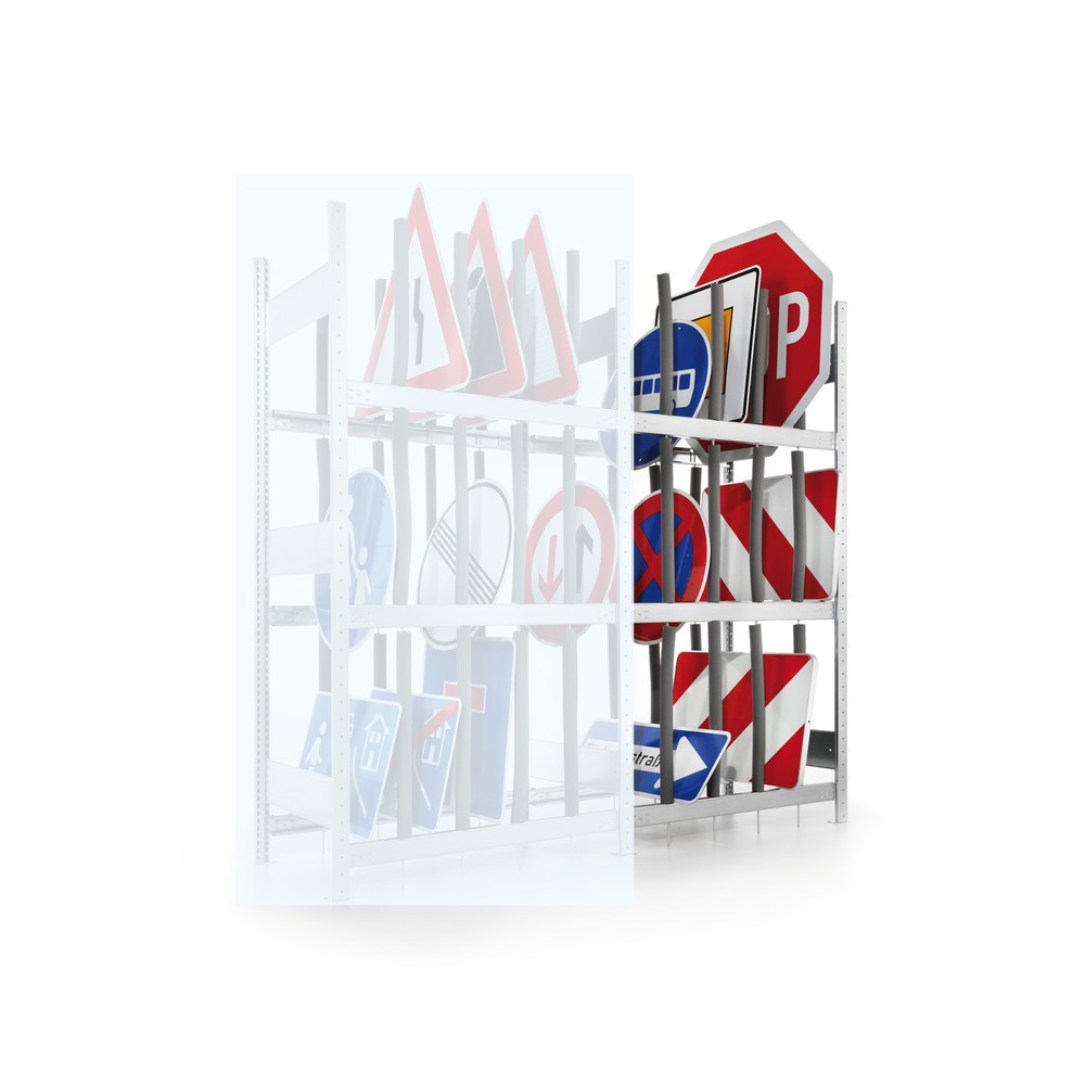 Product afbeelding: Stelling voor verkeersborden META CLIP aanbouwelement, hxbxd 2000 x 1000 x 400 mm, verzinkt, compleet met 3 niveaus