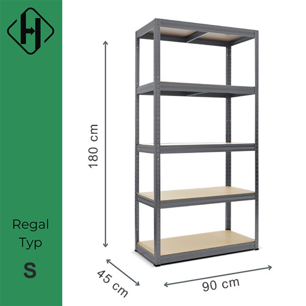 Productafbeelding nr. 2: Stelling voor zware lasten HEMMDAL type S, grafietgrijs - 180 x 90 x 45 cm - tot 750 kg