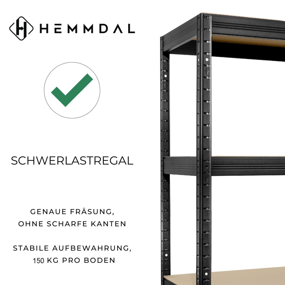 Productafbeelding nr. 3: Stelling voor zware lasten HEMMDAL type S, zwart - 180 x 90 x 45 cm - tot 750 kg