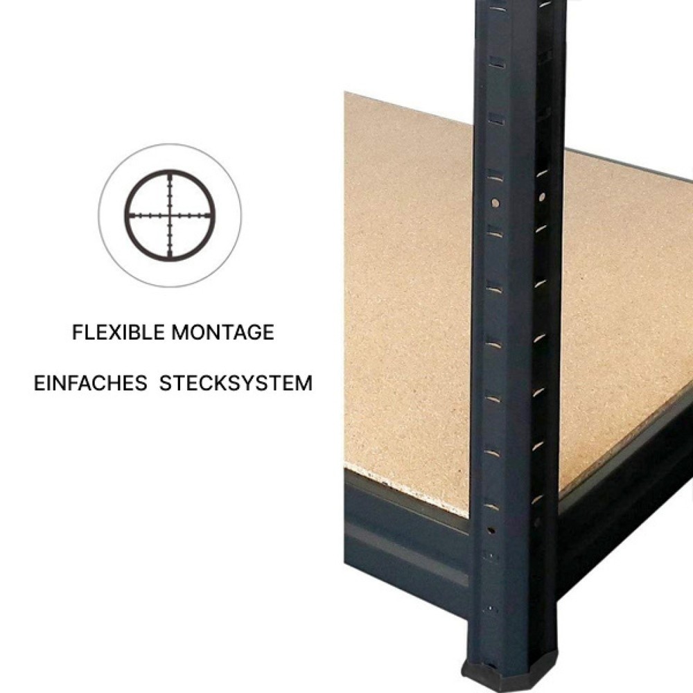 Productafbeelding nr. 4: Stelling voor zware lasten HEMMDAL type S, zwart - 180 x 90 x 45 cm - tot 750 kg