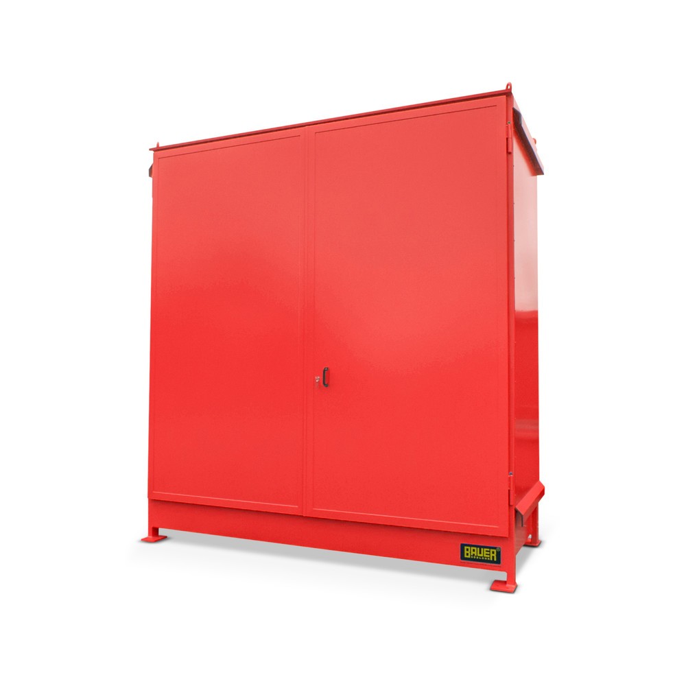 Product afbeelding: Stellingcontainer Bauer® voor 4 x KTC/IBC, 2 niveaus, 2 draaideuren, vuurrood