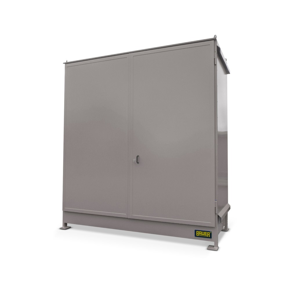 Product afbeelding: Stellingcontainer Bauer® voor 4 x KTC/IBC, 2 niveaus, 2 draaideuren, muisgrijs