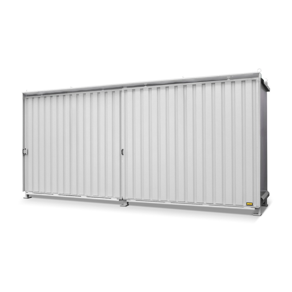 Product afbeelding: Stellingcontainer voor 12 x EP / 8 x CP3, 2 niveaus, 2 schuifdeuren, geleiderail, grijswit