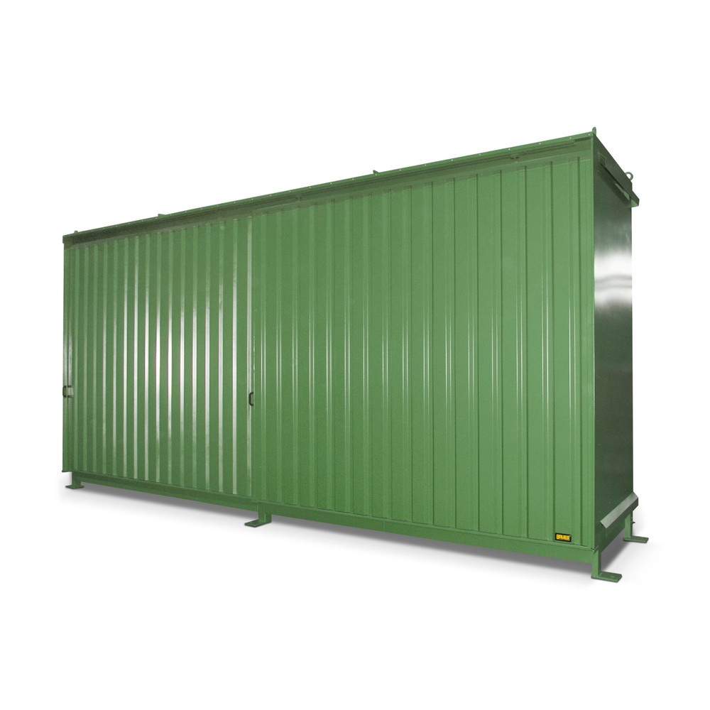 Product afbeelding: Stellingcontainer voor 12x KTC/IBC, 2 niveaus, 2 schuifdeuren, resedagroen
