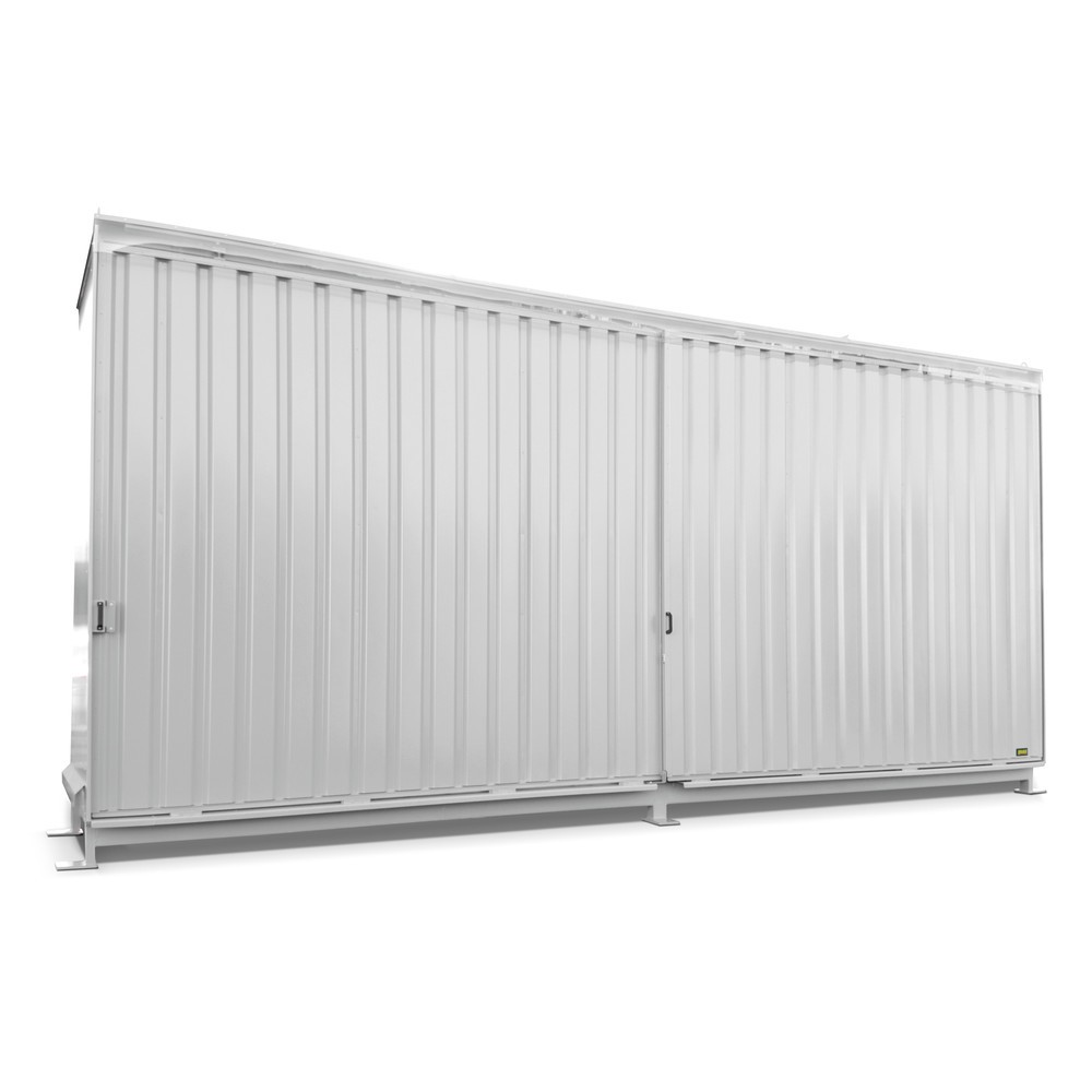Product afbeelding: Stellingcontainer voor 12x KTC/IBC, 2 niveaus, 2 schuifdeuren, geleiderail, grijswit