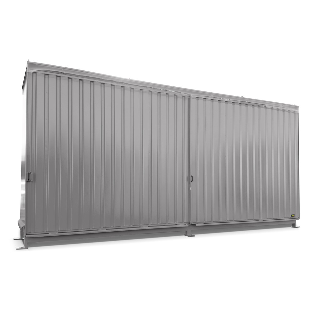 Product afbeelding: Stellingcontainer voor 12x KTC/IBC, 2 niveaus, 2 schuifdeuren, geleiderail, muisgrijs
