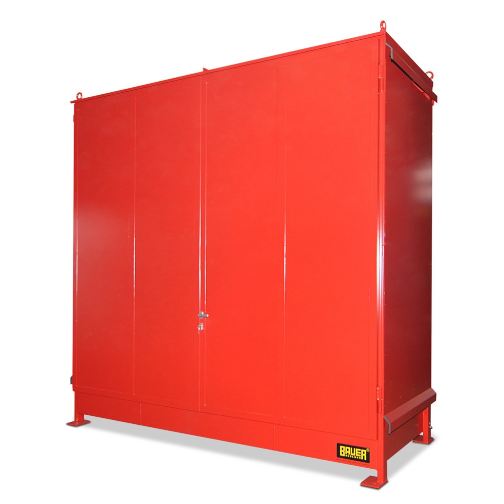 Product afbeelding: Stellingcontainer voor 6 x KTC/IBC, 2 niveaus, 2 draaideuren, vuurrood