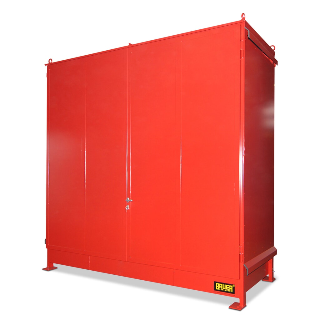 Stellingcontainer voor 6 x KTC/IBC, 2 niveaus, 2 draaideuren, vuurrood Product afbeelding: Stellingcontainer voor 6 x KTC/IBC, 2 niveaus, 2 draaideuren, vuurrood