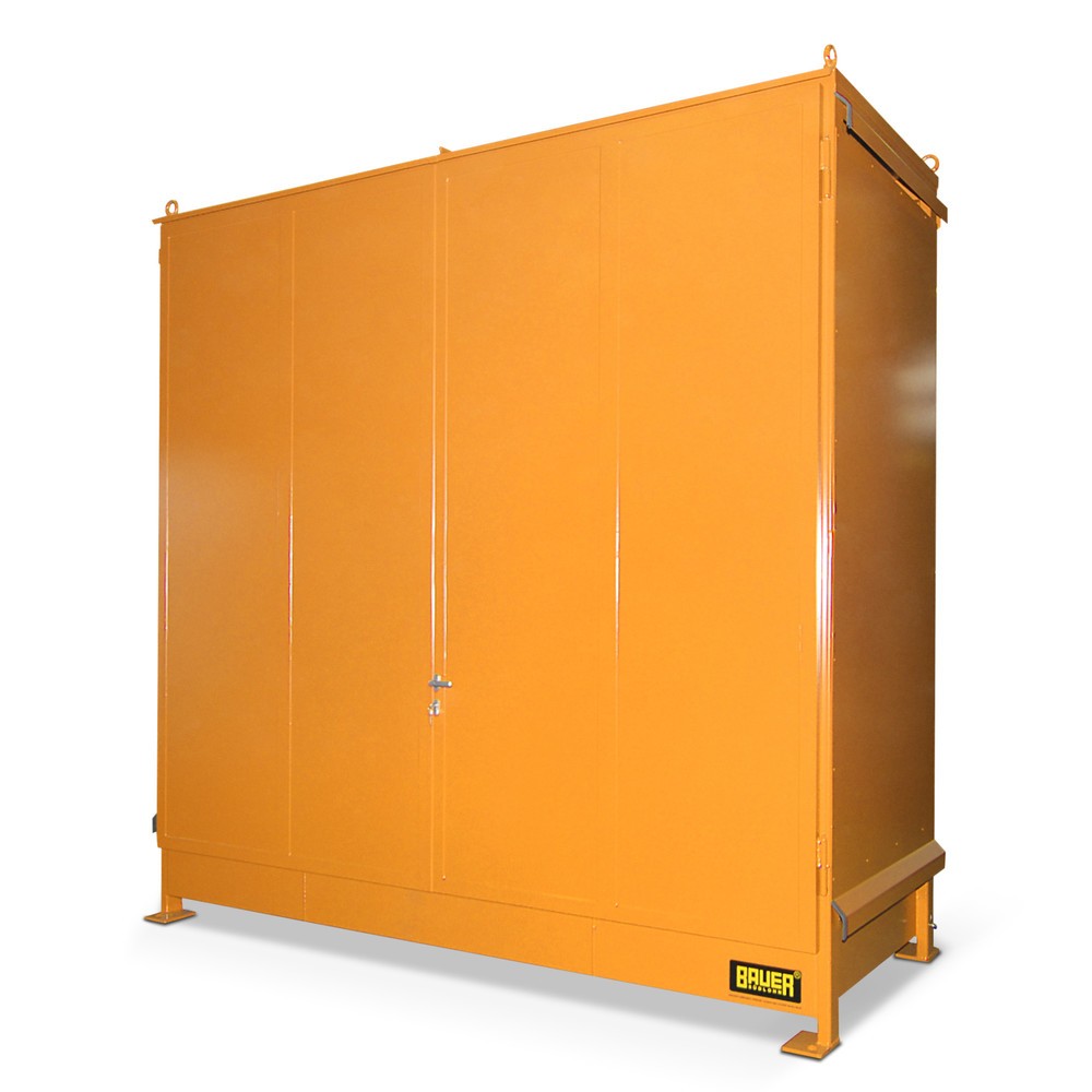 Product afbeelding: Stellingcontainer voor 6 x KTC/IBC, 2 niveaus, 2 draaideuren, geeloranje