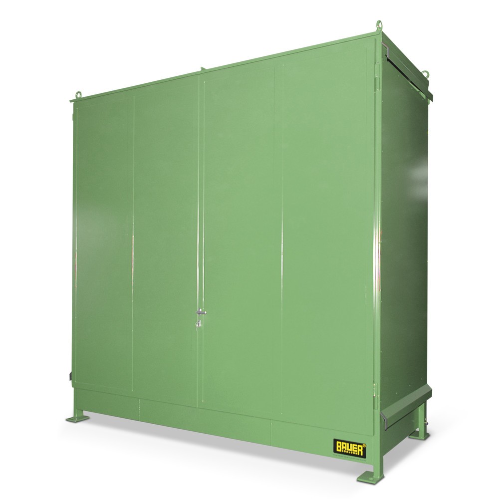 Product afbeelding: Stellingcontainer voor 6 x KTC/IBC, 2 niveaus, 2 draaideuren, resedagroen