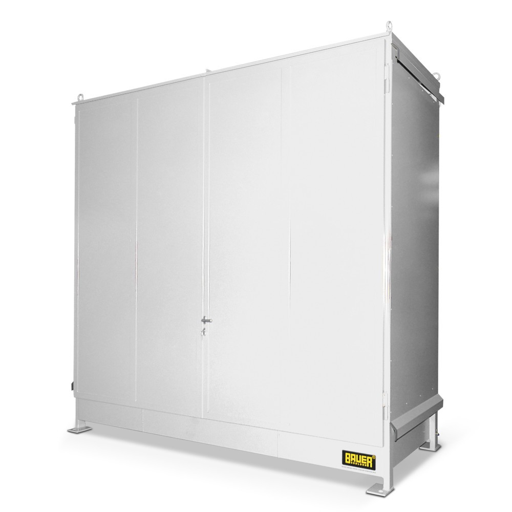 Product afbeelding: Stellingcontainer voor 6 x KTC/IBC, 2 niveaus, 2 draaideuren, grijswit