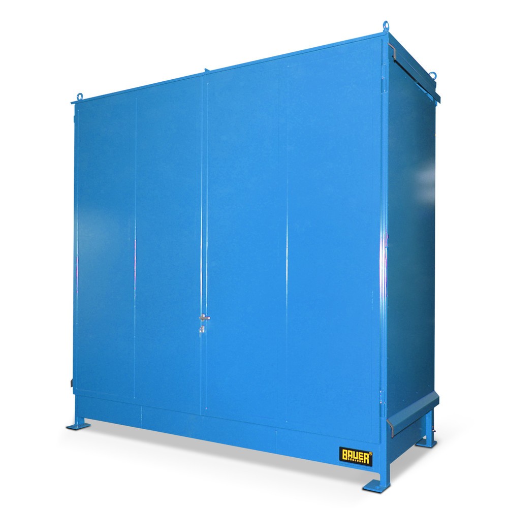 Product afbeelding: Stellingcontainer voor 6 x KTC/IBC, 2 niveaus, 2 draaideuren, lichtblauw
