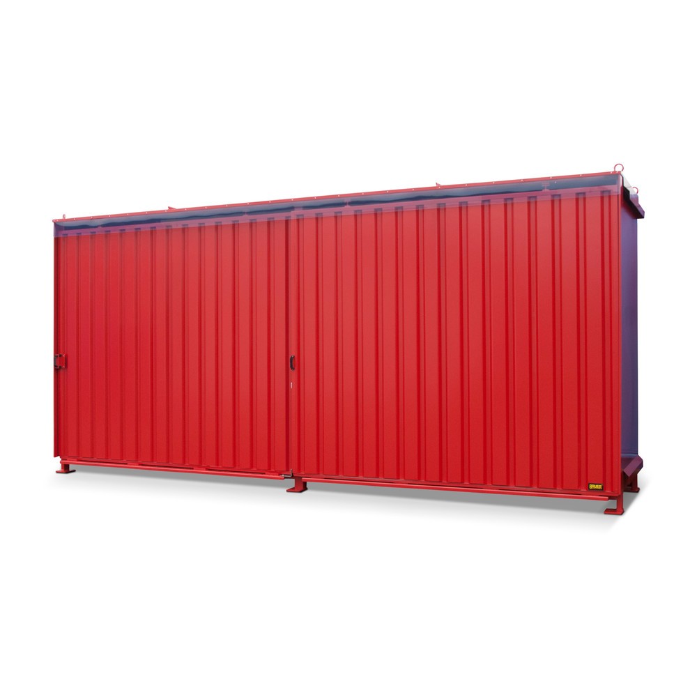 Productafbeelding nr. 1: Stellingcontainer voor 8 x KTC/IBC, 2 niveaus, 2 schuifdeuren, geleiderail, vuurrood