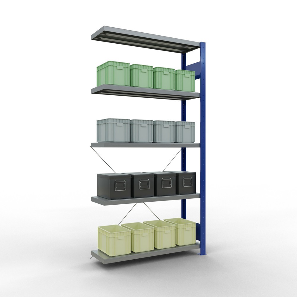 Productafbeelding nr. 3: Legbordstelling SCHULTE inhaakmontage, aanbouwelement, schapbelasting 330 kg, gentiaanblauw/verzinkt, h x b x d 2.000 x 1.000 x 300 mm
