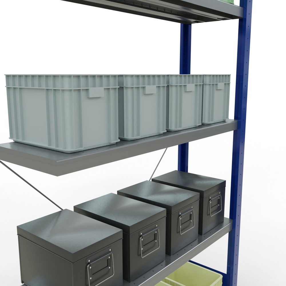 Productafbeelding nr. 4: Legbordstelling SCHULTE inhaakmontage, aanbouwelement, schapbelasting 330 kg, gentiaanblauw/verzinkt, h x b x d 2.000 x 1.000 x 300 mm