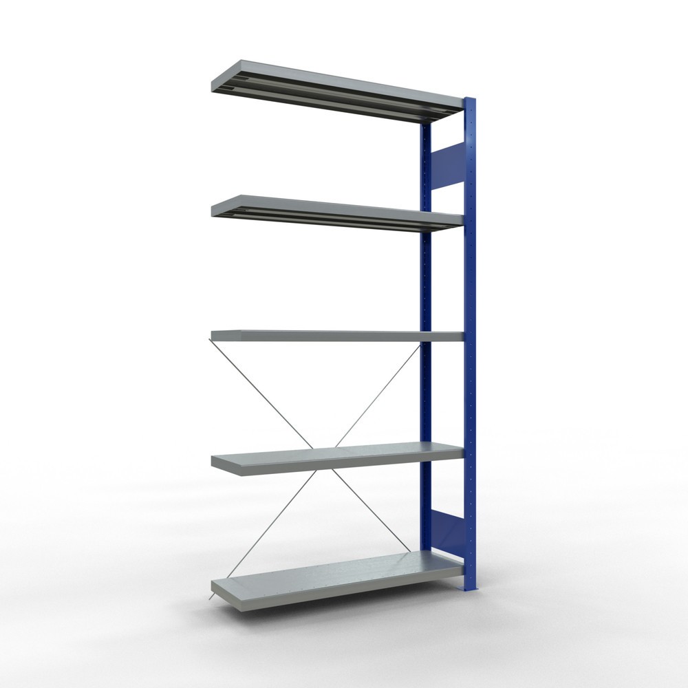 Product afbeelding: Legbordstelling SCHULTE inhaakmontage, aanbouwelement, schapbelasting 330 kg, gentiaanblauw/verzinkt, h x b x d 2.000 x 1.000 x 300 mm