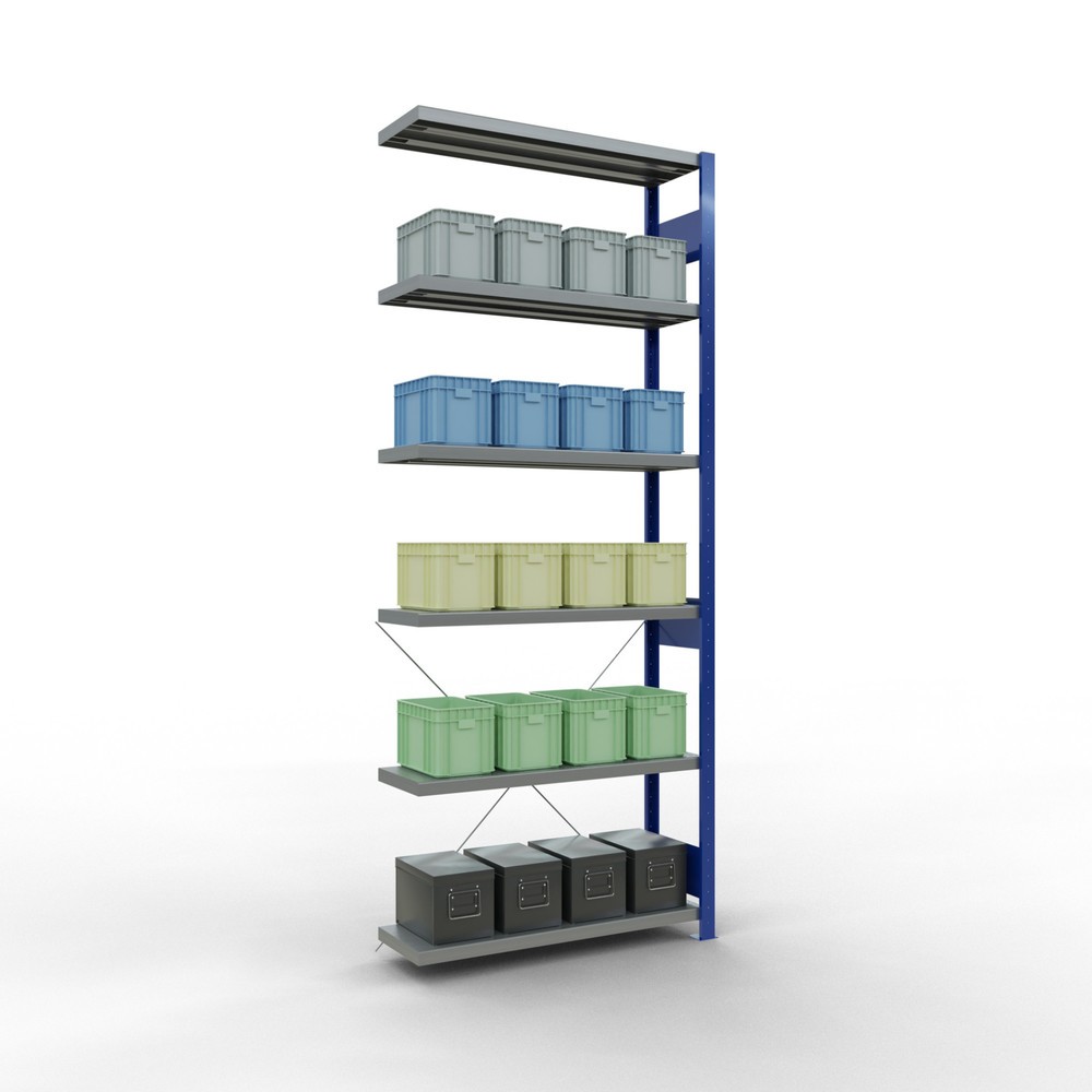 Productafbeelding nr. 3: Legbordstelling SCHULTE inhaakmontage, aanbouwelement, schapbelasting 330 kg, gentiaanblauw/verzinkt, h x b x d 2.500 x 1.000 x 300 mm