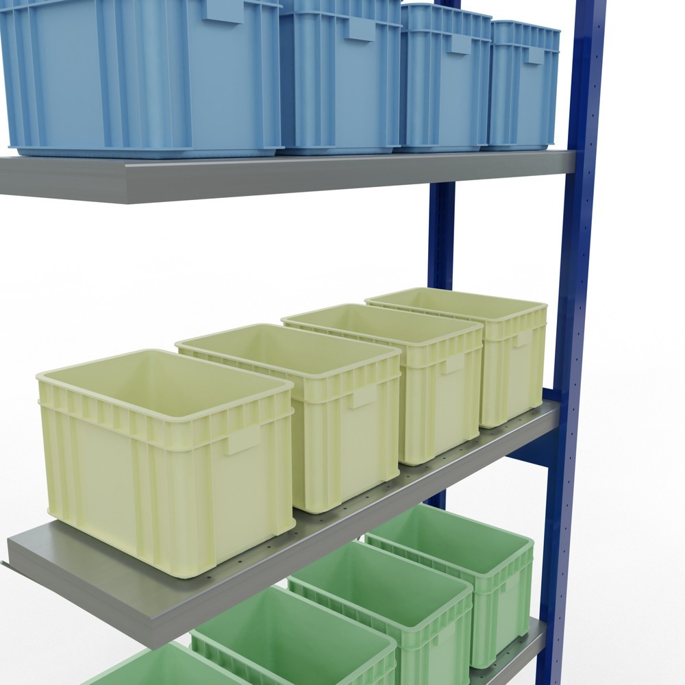 Productafbeelding nr. 4: Legbordstelling SCHULTE inhaakmontage, aanbouwelement, schapbelasting 330 kg, gentiaanblauw/verzinkt, h x b x d 2.500 x 1.000 x 300 mm