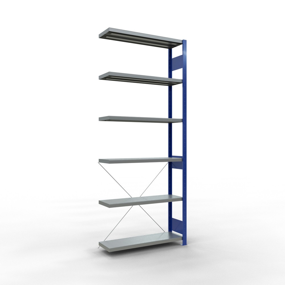 Product afbeelding: Legbordstelling SCHULTE inhaakmontage, aanbouwelement, schapbelasting 330 kg, gentiaanblauw/verzinkt, h x b x d 2.500 x 1.000 x 300 mm