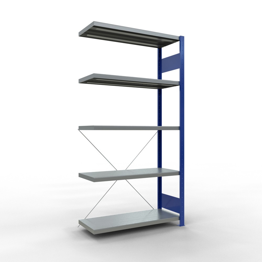 Productafbeelding nr. 1: Legbordstelling SCHULTE steekmontage, AE, VL 330 kg, gentiaanblauw / verzinkt, hxbxd 2.000 x 1.000 x 400 mm